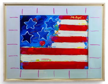 PETER MAX (b. 1937) "US FLAG WITH HEART"