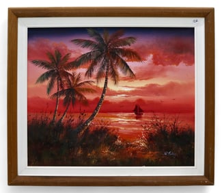OIL ON CANVAS PAINTING. FLORIDA  ARTIST W. RILEY