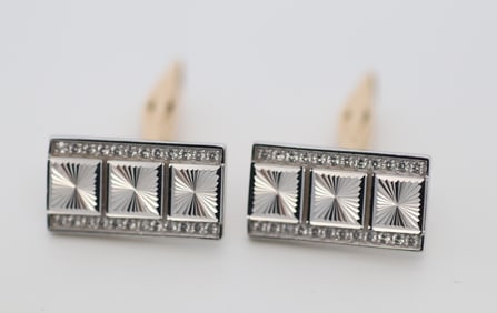 14K GOLD MEN'S CUFFLINKS WITH 24 DIAMONDS