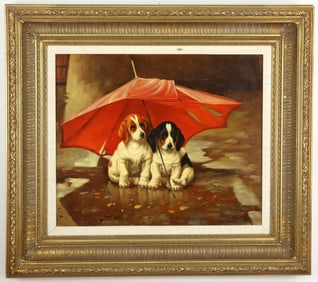 "WAIT TILL THE CLOUDS TOLL BY" OIL ON CANVAS PAINTING. SIGNED P. RAYMOND