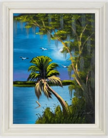 AL BLACK OIL ON MASONITE PAINTING