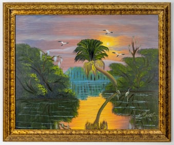 AL BLACK OIL ON MASONITE PAINTING