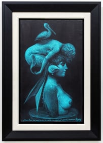 ROBERTO FABELO WITH COA (b.1950) PERLA MARINA 2009 OIL PASTELS ON CANVAS DRAWING
