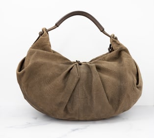 BOTTEGA VENETA NUBUCK SHOULDER BROWN BAG