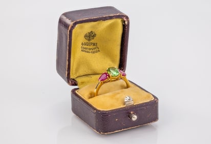 RUSSIAN ANTIQUE 14K GOLD RING 1.35 CT GIA CERTIFIED NATURAL DEMANTOID GARNET