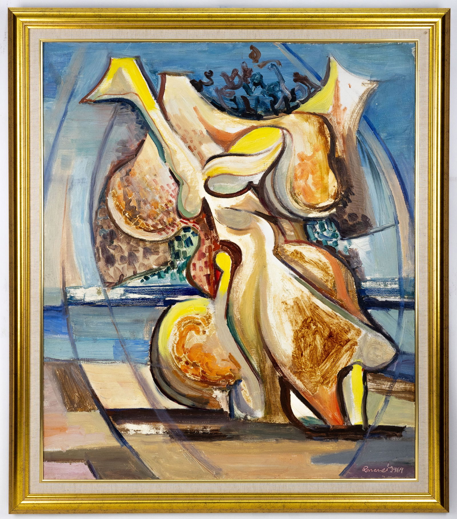 DOMINGO RAVENET ESQUERDO (CUBA 1905-1969) "NATURA" OIL ON CANVAS PAINTING, 1969. SIGNED (1 of 5)