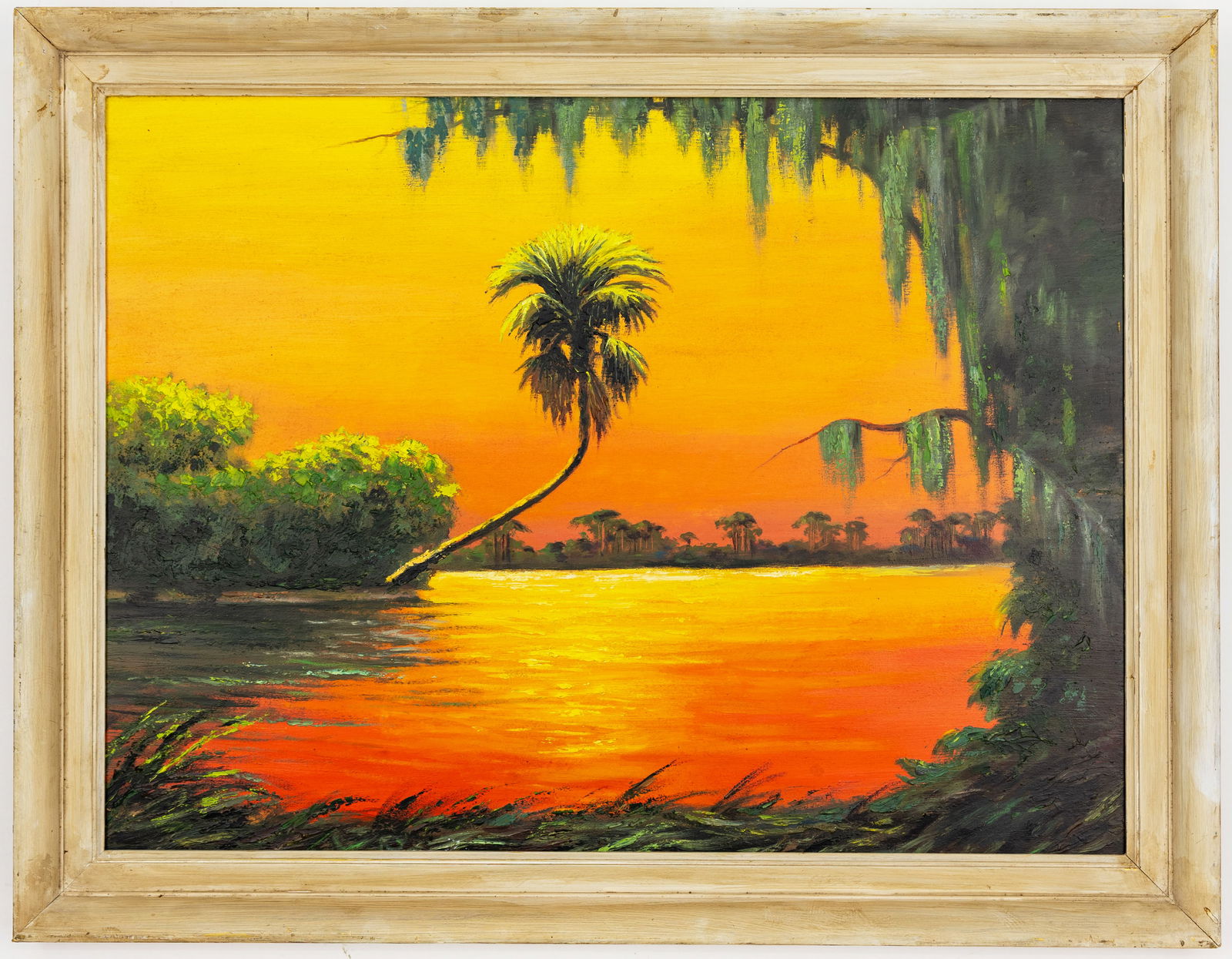 OIL ON UPSON BOARD PAINTING POSSIBLY BY FLORIDA HIGHWAYMEN ALFRED HAIR (1 of 3)