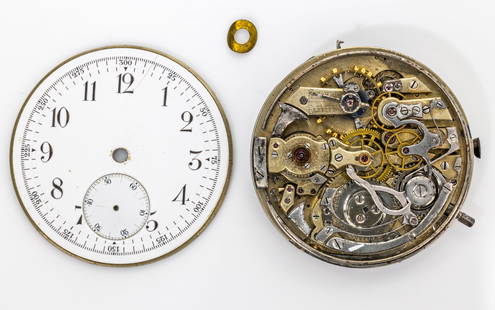 ULYSSE NARDIN REPEATER POCKET WATCH DIAL AND MOVEMENT: Brand:Ulysse Nardin Repeater Type: Chronograph Pocket Watch Dial: Porcelain Dial Movement: Vintage Manual Wind Mov ement Size: 44.7mm Reference number:276531/20496 Condition report: