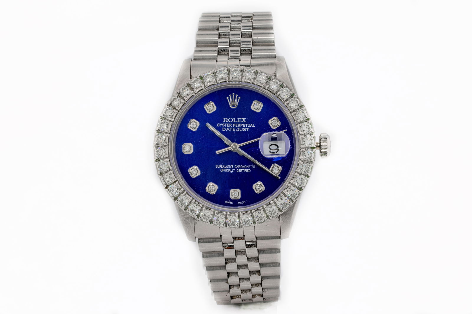 ROLEX OYSTER PERPETUAL DATEJUST STEELINOX DIAMOND BEZEL WATCH (1 of 7)