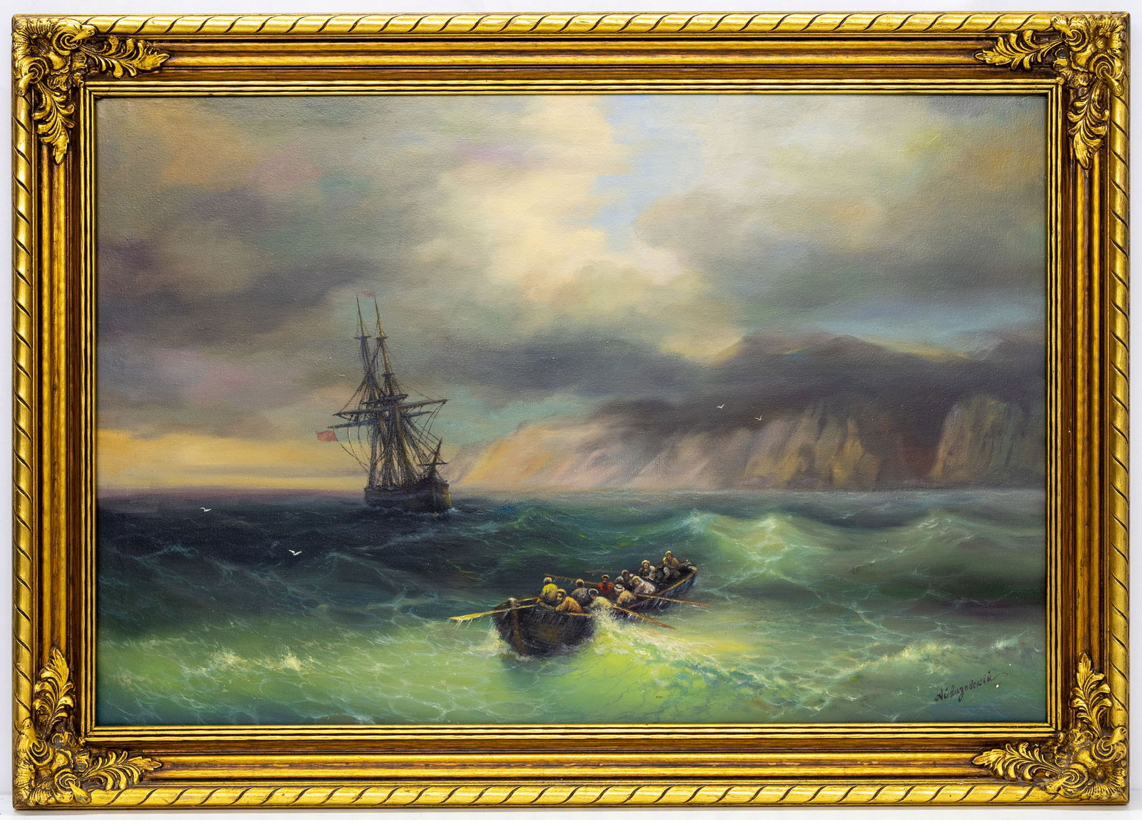 RUSSIAN OIL ON CANVAS PAINTING ATTR. TO IVAN AIVAZOVSKY (1 of 6)