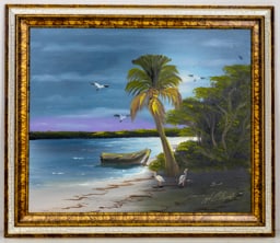 AL BLACK FLORIDA HIGHWAYMEN PAINTING O/B