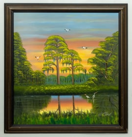 AL BLACK FLORIDA HIGHWAYMEN PAINTING O/B