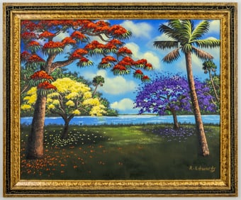 RICHARD EDWARDS FLORIDA ARTIST PAINTING O/C HIGHWAYMEN STYLE