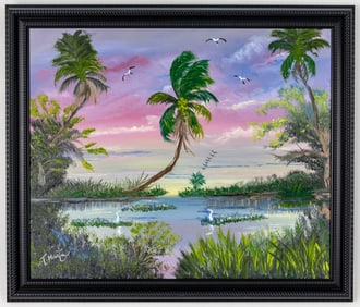 TODD MARTIN FLORIDA ARTIST LANDSCAPE PAINTING O/B