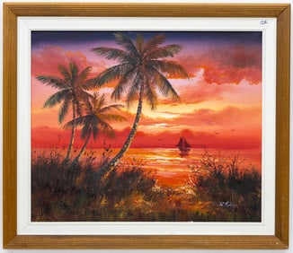 W. RILEY FLORIDA ARTIST LANDSCAPE PAINTING O/C