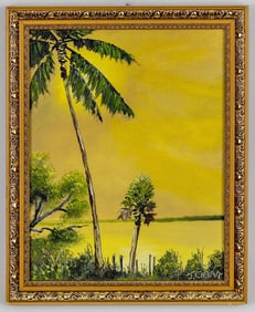 J. CHAPUT FLORIDA ARTIST LANDSCAPE PAINTING O/C