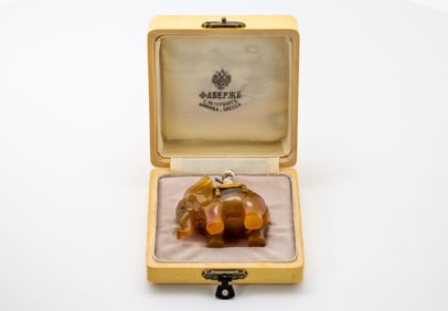 RUSSIAN ANTIQUE JASPER ELEPHANT STATUE