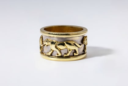 TWO TONE GOLD CARTIER STYLE PANTHER RING
