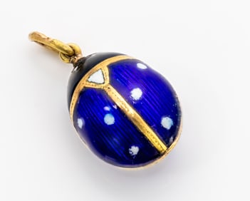 FABERGE ENAMEL LADYBUG PENDANT | WORKMASTER FEDOR AFANASSIEV, ST PETERSBURG, CIRCA 1900