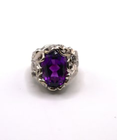 14K WHITE GOLD AMETHYST WOMEN'S RING