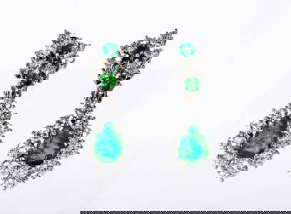 EARRINGS WHITE GOLD DIAMONDS AND EMERALDS