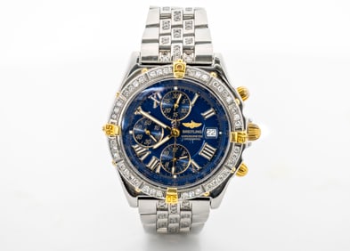 BREITLING CROSSWIND B 13355 WATCH CUSTOM BEZEL AND BRACELET WITH DIAMONDS