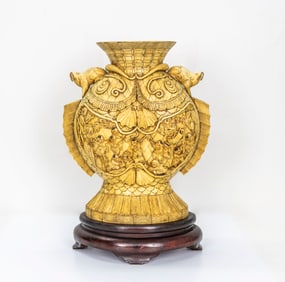 CHINESE BONE MOZAIK SCULPTURE Da A FU ART