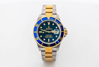 ROLEX SUBMARINER 40MM 16613 TWO-TONE 18K GOLD & BLUE DIAL WATCH
