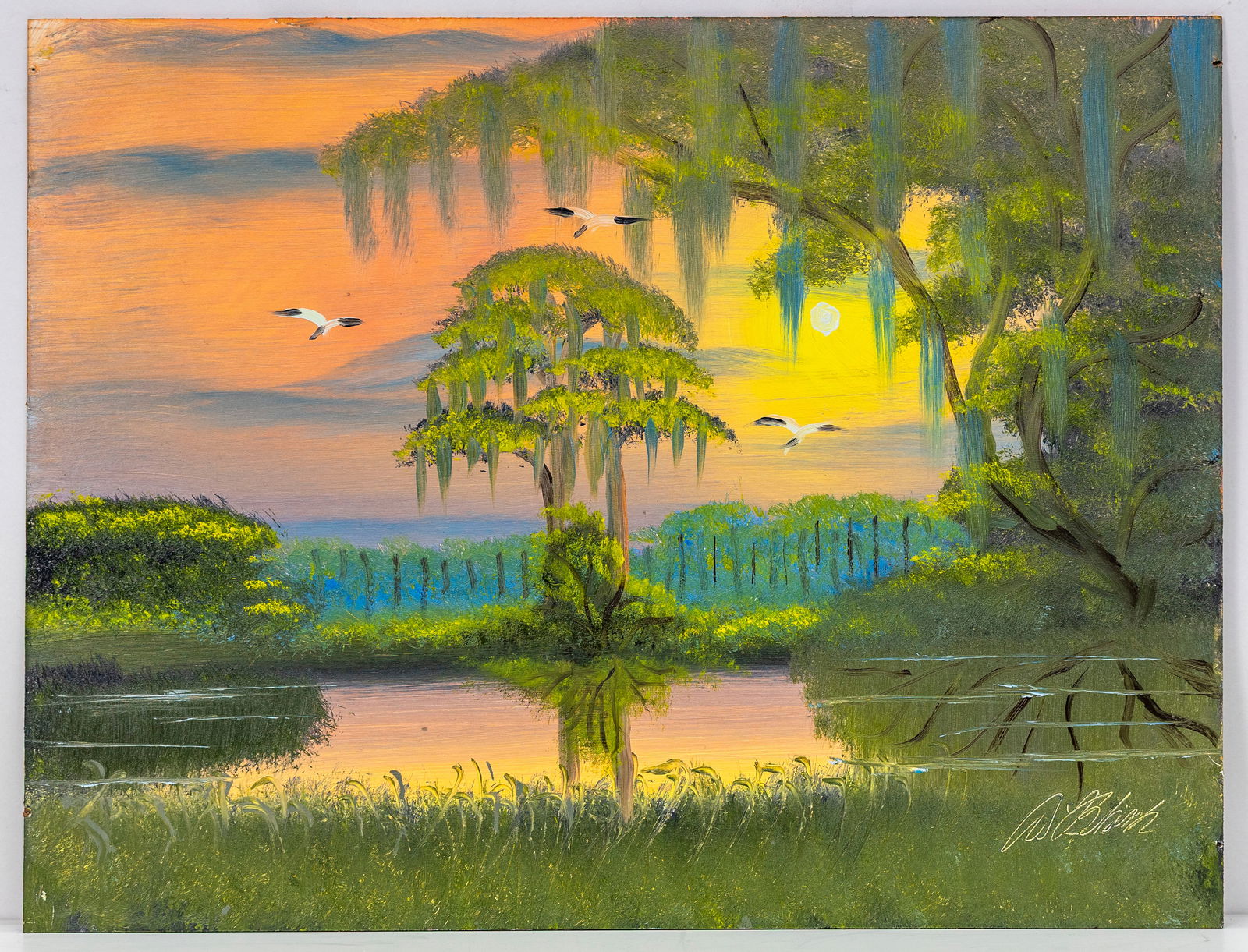 AI BLACK FLORIDA HIGHWAYMEN O/B PAINTING FLORIDA SUNSET (1 of 4)