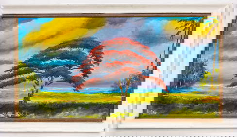 NORMAN WRIGHT FLORIDA HIGHWAYMEN STYLE O/B FULL POINCIANA BLOOM (1 of 4)