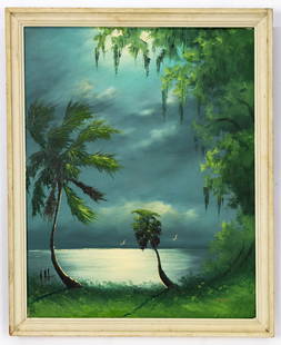 JOHNNY DANIELS FLORIDA HIGHWAYMEN O/B PAINTING: Artist, Title, Medium: Johnny Daniels, Untitled, Oil on Board Origin, Year: Florida, c. late 20th century Dimensions: With