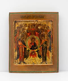 19 CENTURY RUSSIA ICON - THE HOLY CHIEF-COMMANDER MICHAEL AND THE OTHER BODILESS POWERS (1 of 6)