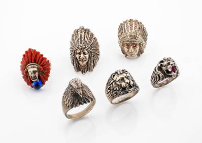 SET OF 6 STERLING NATIVE AMERICAN SILVER RINGS (1 of 20)