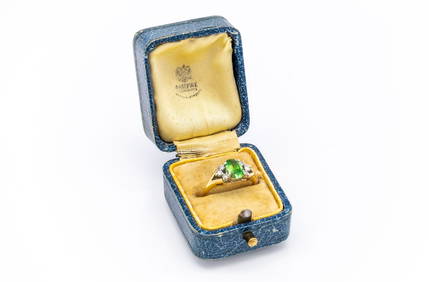 RUSSIAN ANTIQUE GOLD 1.12CT DEMANTOID GARNET & DIAMONDS RING (1 of 10)