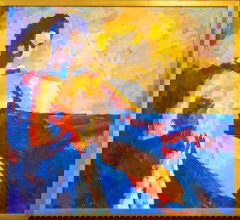 TORMINA BY NICOLA SIMBARI O/C PAINTING, ITALY: Artist, Year, Title: Tormina by Nicola SimbariOrigin: Italy, circa mid-to-late 20th centuryMedium: Oil on paper laid on canvas; signed lower leftDimensions (sheet; frame)