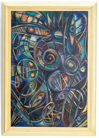 Carlos Alfonzo 1987, Cuban Artist, O/C Abstract Painting