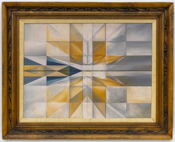 Hedda Sterne Acrylic Pastel on Canvas Painting 1990. Appraisal Included