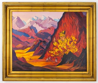 Shamballa Russian Attr Nikolay Roerich O/C Painting