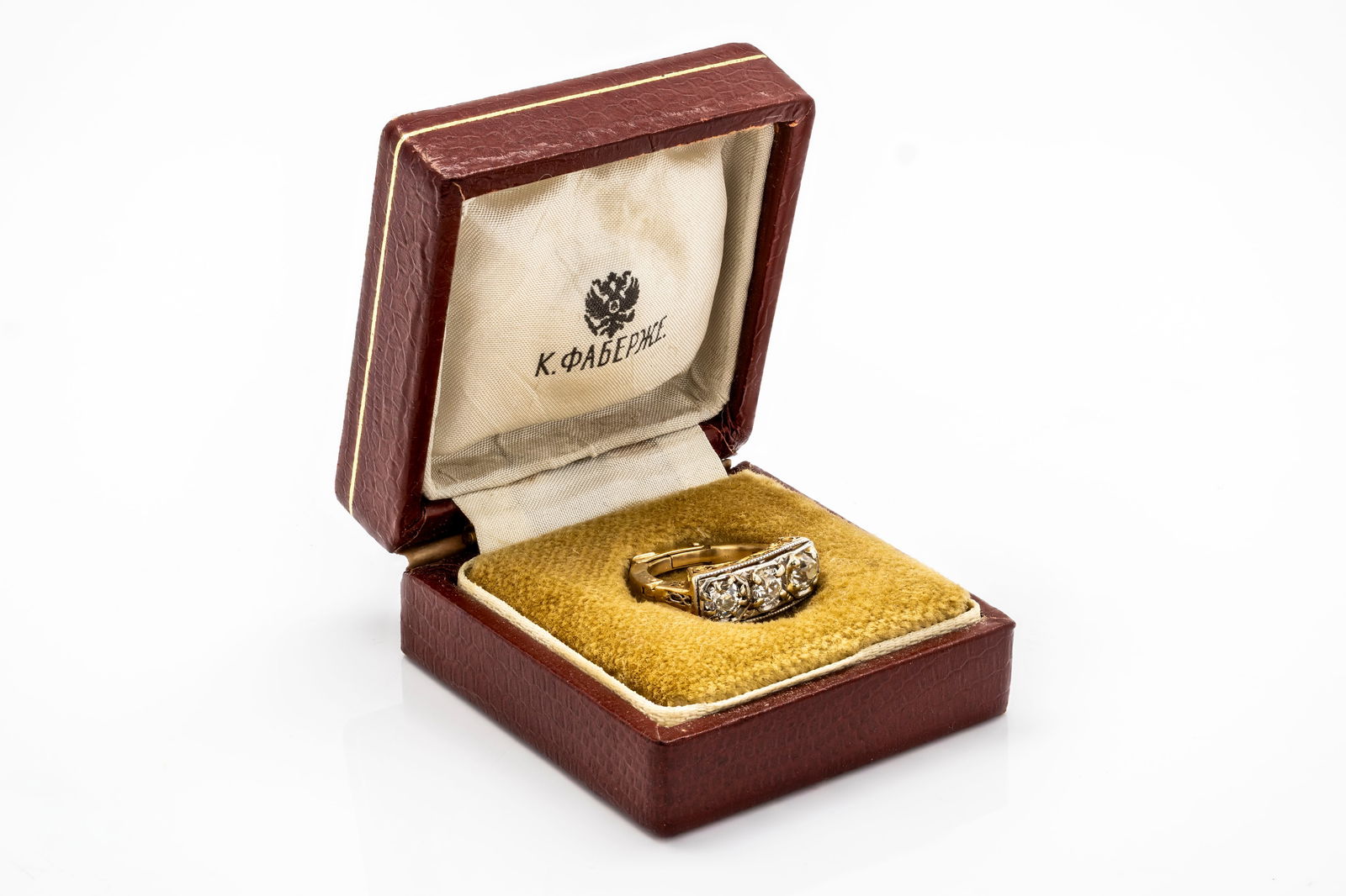 Russian Antique 14K Gold Diamond Kids Ring Faberge Era: Title: Antique Russian 14K Gold Diamond Kids Ring Material: 14K Yellow Gold, Old Cut Diamonds Marks: 56 (zolotnik) Measurements: Size 3.5 (expandable)