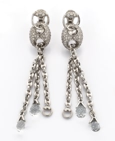 Gucci Horsebit Diamond Earrings 18K White Gold