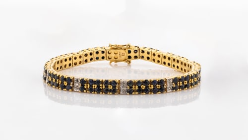 Bracelet 925 Gold Plated with Blue Sapphire & Diamonds