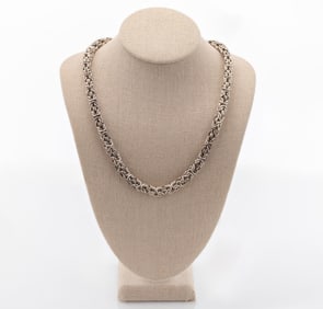 Braided or Venetian Box Chain Necklace 925 Silver