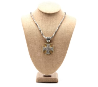 Vintage Effy Balissima 0.5 ct Diamon Sterling Silver 925 18K Gold Necklace Pendant