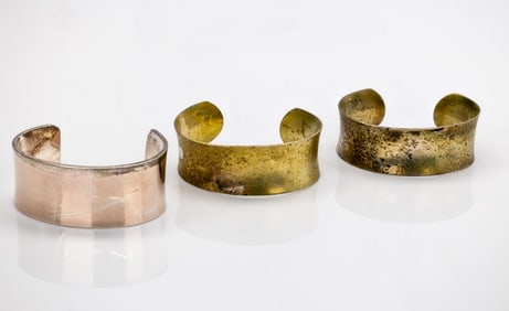 Set of 3 Antique Silver Cuff Bracelets