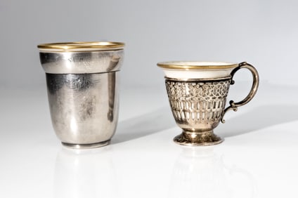 Set of 2 Lenox Cups with Silver Holder