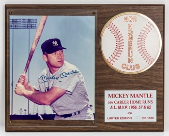 Mickey Mantle Autographed Framed LE 573/1500 Gallo Baseball Photo (JSA)