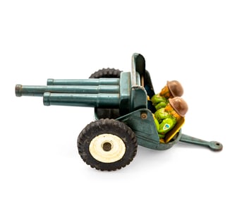 Vintage Tin Field Gun Artillery Military Toy, 1960s