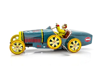 Vintage Tin Litho Wind-Up Bugatti T-35 Racer