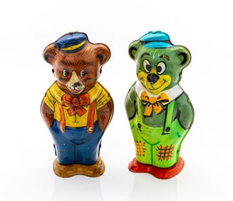 J.Chein Wind-Up Tin Toy Bears, 1940s