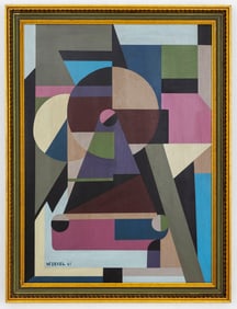 Attr to Walter Dexel (Germany, 1890–1973) Lokomotive von Vorne O/C Adstract painting